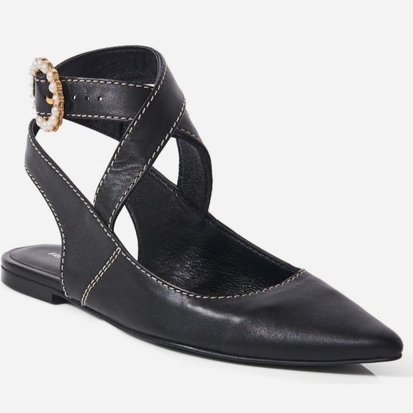 Free People Shoes - Free People Parisa Point Flat Black Women's Strappy Flats Ret $138 - New